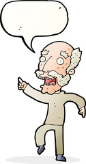 Obraz premium cartoon frightened old man with speech bubble