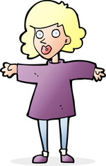 cartoon nervous woman