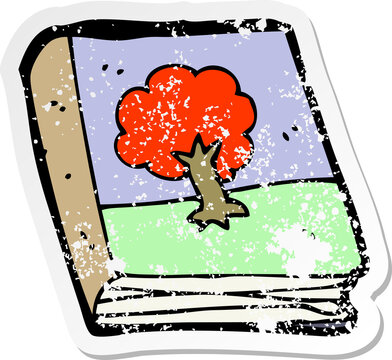 retro distressed sticker of a cartoon old picture book