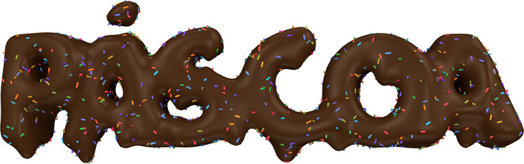 Páscoa texto chocolate 3D
