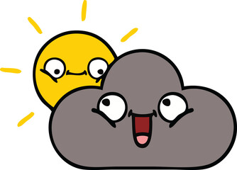 cute cartoon storm cloud and sun