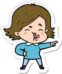 Obraz premium sticker of a cartoon girl pulling face