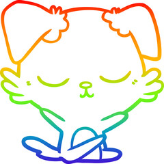 rainbow gradient line drawing cute cartoon dog