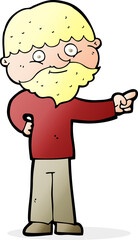cartoon bearded man pointing
