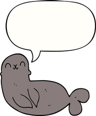 cartoon seal and speech bubble