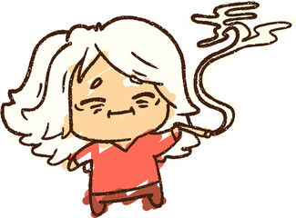 Smoking Lady Chalk Drawing