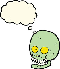 cartoon skull with thought bubble
