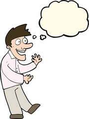 cartoon excited man with thought bubble