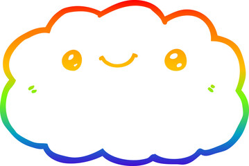 rainbow gradient line drawing cartoon cloud