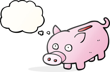 thought bubble cartoon piggy bank