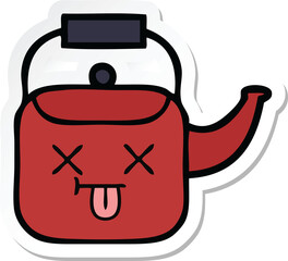 sticker of a cute cartoon kettle