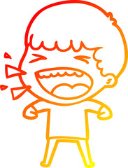 warm gradient line drawing cartoon laughing man