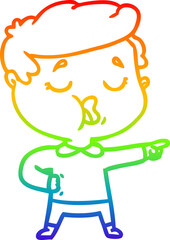 rainbow gradient line drawing cartoon man talking