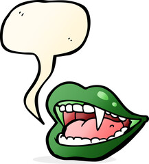 cartoon vampire mouth with speech bubble