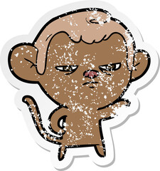 distressed sticker of a cartoon monkey