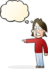 cartoon surprised man with thought bubble