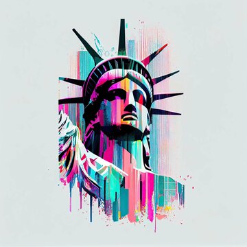 Statue of Liberty retro tee-shirt design