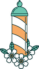 tattoo style icon of a barbers pole