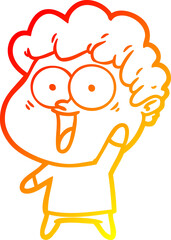 warm gradient line drawing cartoon happy man
