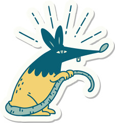 sticker of tattoo style sneaky rat
