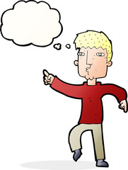 cartoon dancing man with thought bubble