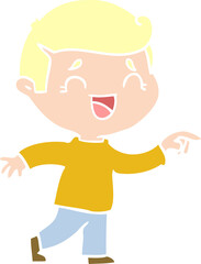 flat color style cartoon laughing man pointing