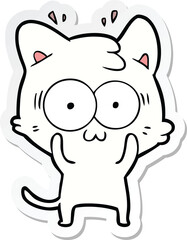 sticker of a cartoon surprised cat