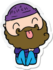 sticker of a man with beard sticking out tongue