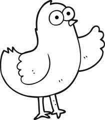 black and white cartoon bird