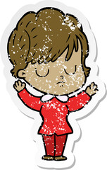 distressed sticker of a cartoon woman
