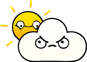 gradient shaded cartoon sunshine and cloud