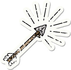 grunge sticker of tattoo style old flint tip arrow