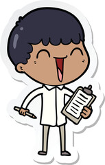 sticker of a cartoon happy man