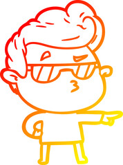 warm gradient line drawing cartoon cool guy