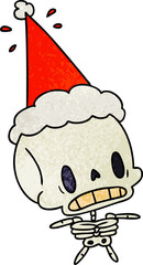 christmas textured cartoon of kawaii skeleton
