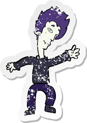 retro distressed sticker of a cartoon halloween vampire