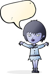 cartoon vampire girl with speech bubble