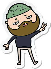 sticker of a cartoon worried man with beard
