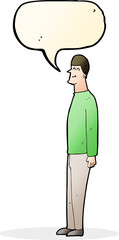 cartoon tall man with speech bubble