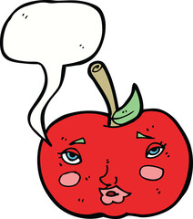 cartoon apple with face with speech bubble