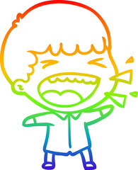 rainbow gradient line drawing cartoon laughing man