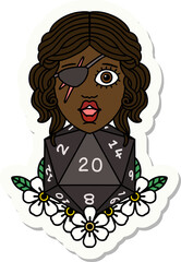 human rogue with natural twenty dice roll sticker