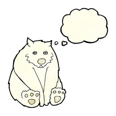 cartoon unhappy polar bear with thought bubble