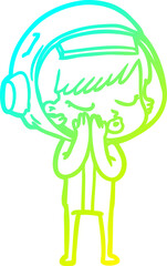 cold gradient line drawing cartoon pretty astronaut girl
