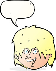 cartoon happy man with speech bubble
