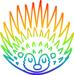 rainbow gradient line drawing cartoon spiky hedgehog