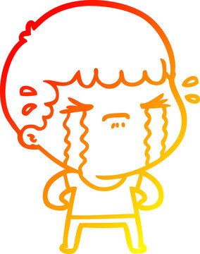 recommend clip art: warm gradient line drawing cartoon man crying