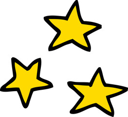 hand drawn doodle style cartoon of three stars