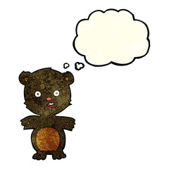 cute black bear cartoon with thought bubble