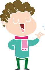flat color style cartoon man talking
